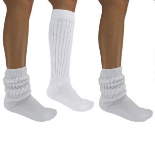 Luxury Divas White All Cotton 3 Pack Extra Heavy Super Slouch Socks