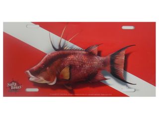 Hogfish Dive Flag Plate Red/White