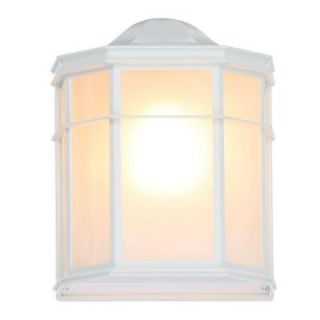 Glomar 1 Light White Outdoor Cage Lantern Wall Fixture with Die Cast Linen Acrylic Lens HD 537