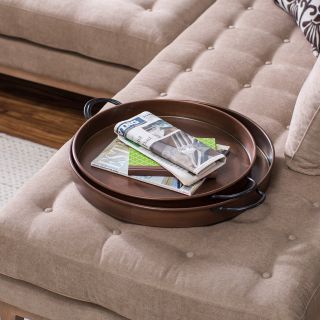 Kiran Copper Plated Trays   Set of 2   Bowls & Trays
