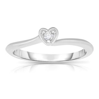 10k White Gold Diamond Accent Solitaire Heart Ring  