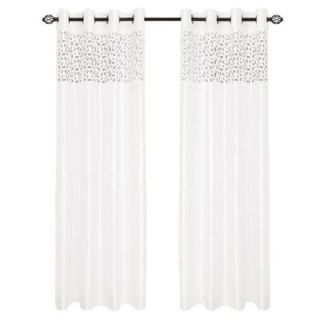 Lavish Home White Karla Laser Cut Grommet Curtain Panel, 108 in. Length 63 108T847 W