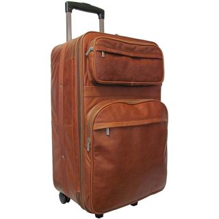 Amerileather Brown Leather 25 inch Expandable Rolling Upright Suitcase