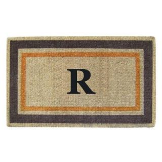 Creative Accents Double Picture Frame Orange Brown 22 in. x 36 in. HeavyDuty Coir Monogrammed R Door Mat 02017R