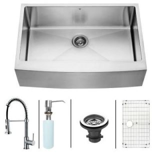 Vigo All in One Farmhouse Apron Front Stainless Steel 33 in. Single Bowl Kitchen Sink and Faucet Set in Chrome VG15201