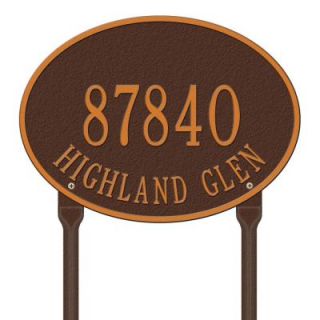 Whitehall Products Hawthorne Standard Oval Antique Copper Lawn 2 Line Address Plaque 2925AC