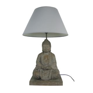 Simple Designs 23.82 in Tan Indoor Table Lamp with Fabric Shade
