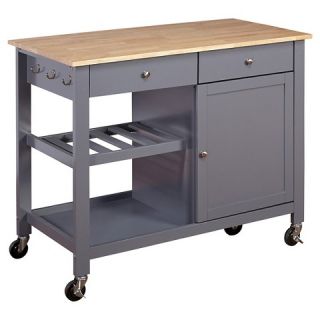Columbus Kitchen Cart with Wood Top   Gray