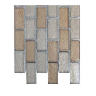 Splashback Tile Cocoa Blend Glass Mosaic Floor and Wall Tile   3 in. x 6 in. x 8 mm Tile Sample R5A12
