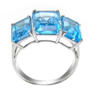De Buman 10K White Gold Genuine Blue Topaz and Diamond Accent Ring