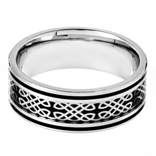 Stainless Steel Black Carbon Fiber Celtic Design Ring