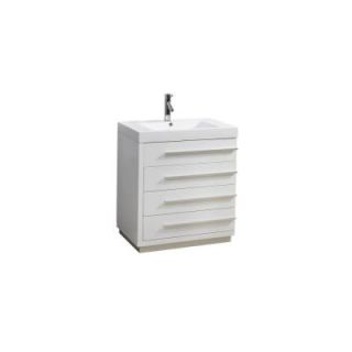 Virtu USA Bailey 29 1/10 in. Single Sink Bathroom Vanity in Gloss White with Poly Marble Vanity Top in White JS 50530 GW PRTSET1