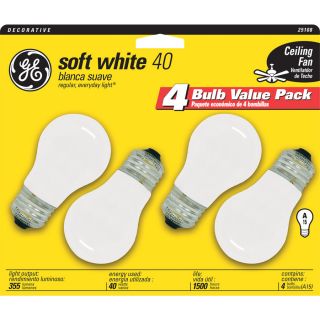 GE 4 Pack 40 Watt A15 Medium Base Soft White Decorative Incandescent Light Bulb