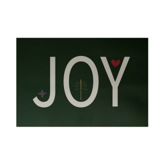 Green Holiday Joy Print Decorative Area Rug (4 X 6)   17342002
