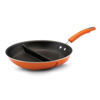 Rachael Ray 12 1/2 in. Nonstick Porcelain Enamel Divided Skillet in Orange 11439