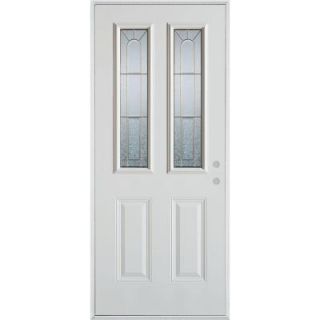 Stanley Doors 36 in. x 80 in. Geometric Brass 2 Lite 2 Panel Prefinished White Left Hand Inswing Steel Prehung Front Door 1038SSL2 S 36 L