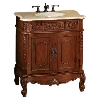 Home Decorators Collection Winslow 33 in. W x 20.5 in. D Vanity in Antique Cherry with Granite Vanity Top in Cream DISCONTINUED 2992100140