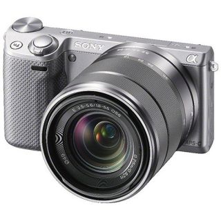 Sony Silver Alpha NEX 5RK/S Compact System Digital Camera with 16.1 Megapixels and 18 55mm Lens Included