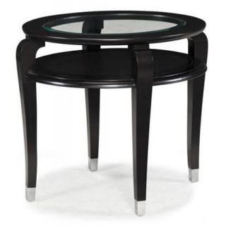 Black Cherry Finish Harper Wood/ Glass Oval End Table