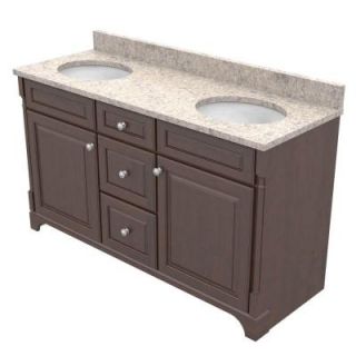 KraftMaid 60 in. Vanity in Autumn Blush with Natural Quartz Vanity Top in Shadow Swirl and White Double Basin VS60213S7.SSW.7118PN,AD3C4,ABC