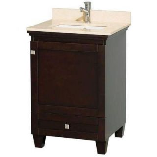 Wyndham Collection Acclaim 24 in. Vanity in Espresso with Marble Vanity Top in Ivory and Square Sink WCV800024SESIVUNSMXX