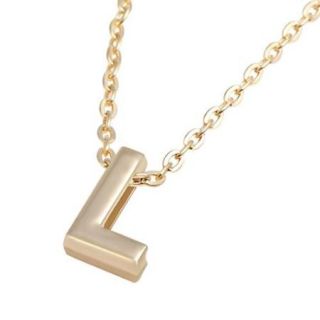 Zodaca Initial "L" Alphabet Letter Pendant Charm with Necklace Chain 7" Gold Plated