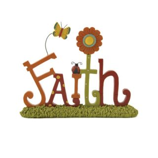 Decorative Faith Letter Blocks on Base with Butterfly