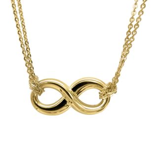 14k Yellow Gold Cubic Zirconia Infinity Symbol Floating Charm Necklace