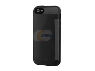 Incipio Stowaway Obsidian Black / Obsidian Black Credit Card Hard Shell Case w/ Silicone Core for iPhone 5 IPH 851