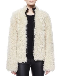 Helmut Lang Shearling Fur Front Zip Jacket