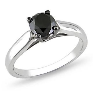 Sterling Silver 1ct TDW Black Diamond Solitaire Ring Size 4.5