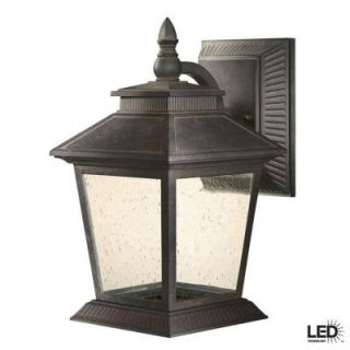 Hampton Bay Lexington Collection LED Outdoor Rustic Bronze Medium Wall Lantern EZT1691L