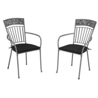 Home Styles Glen Rock Marble Patio Dining Chair with Black Cushion (Set of 2) 5607 802
