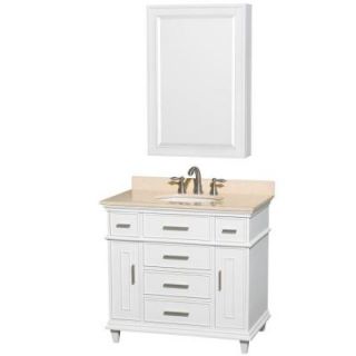 Wyndham Collection Berkeley 36 in. Vanity in White with Marble Vanity Top in Ivory, Undermount Round Sink and Medicine Cabinet WCV171736SWHIVUNRMED