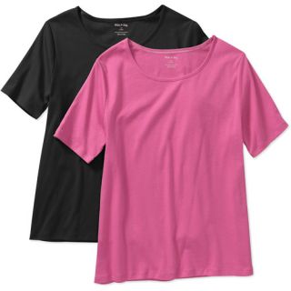 White Stag Women's Plus Size Scoopneck Tee, 2 Pack Value Bundle