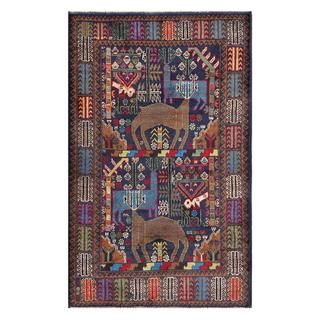 Afghan Hand knotted Tribal Balouchi Multi colored Wool Rug (37 x 511