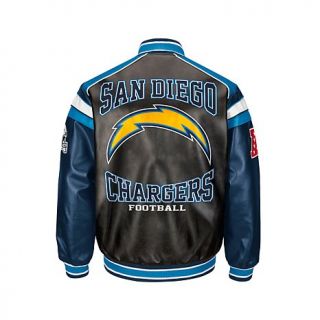 Officially Licensed NFL Faux Leather Varsity Jacket   Chargers   7756872