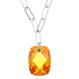 ELLE Jewelry Sterling Silver Yellow CZ Necklace  
