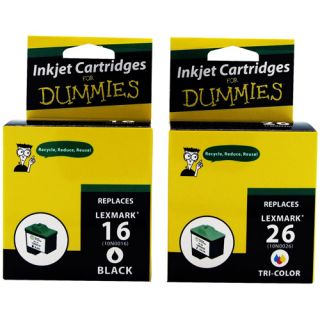 For Dummies   Lexmark #16, #26 Black and Color Combo Inkjet Cartridges (10N0202) 2 Pack, Remanufactured