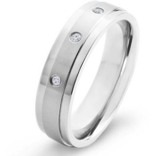 Crucible Titanium and 0.05 Carat T.W. Diamond Dual Finished Comfort Fit Band (H I, SI2)