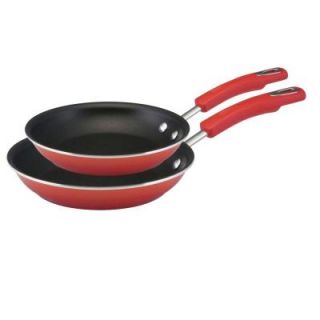 Rachael Ray Hard Enamel Cookware Twin Pack 9.25 in. and 11 in. Skillets, Red Two Tone 11649