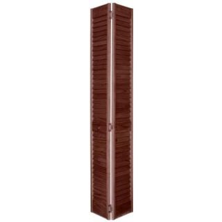 Home Fashion Technologies 36 in. x 80 in. Louver MinWax Red Mahogany Solid Wood Interior Closet Bi fold Door 1203680225
