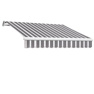 Awntech 192 in Wide x 120 in Projection Navy/Gray/White Stripe Slope Patio Retractable Remote Control Awning