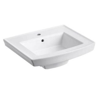 KOHLER Archer 20.4375 in. Vitreous China Pedestal Sink Basin in White with Overflow Drain K 2358 1 0