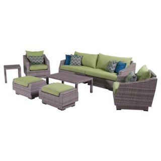 8 Pc Outdoor Seating Set with Ginkgo Green Cushions