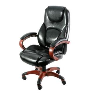 Z Line Designs Black Leather Executive Chair with Wood Tones ZL5007 01ECCU