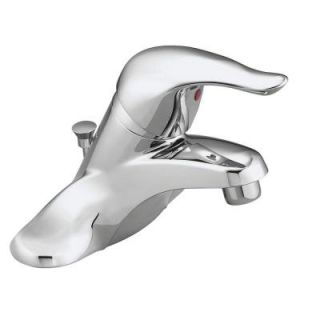 MOEN Chateau 4 in. Centerset Single Handle Low Arc Bathroom Faucet in Chrome with Metal Drain Assembly L4621