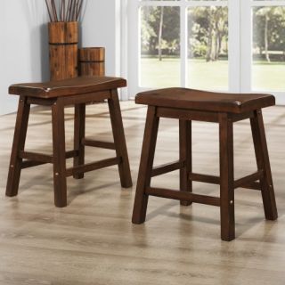 Homelegance 18 in. Saddle Back Stool   Warm Cherry  Set of 2   Bar Stools