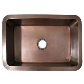 Whitehaus Collection Undermount Copper 30x20x10 0 Hole Single Bowl Kitchen Sink in Smooth Bronze WH3020COUM SBRZ