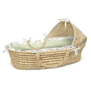 Badger Basket Hooded Moses Basket with Gingham Bedding